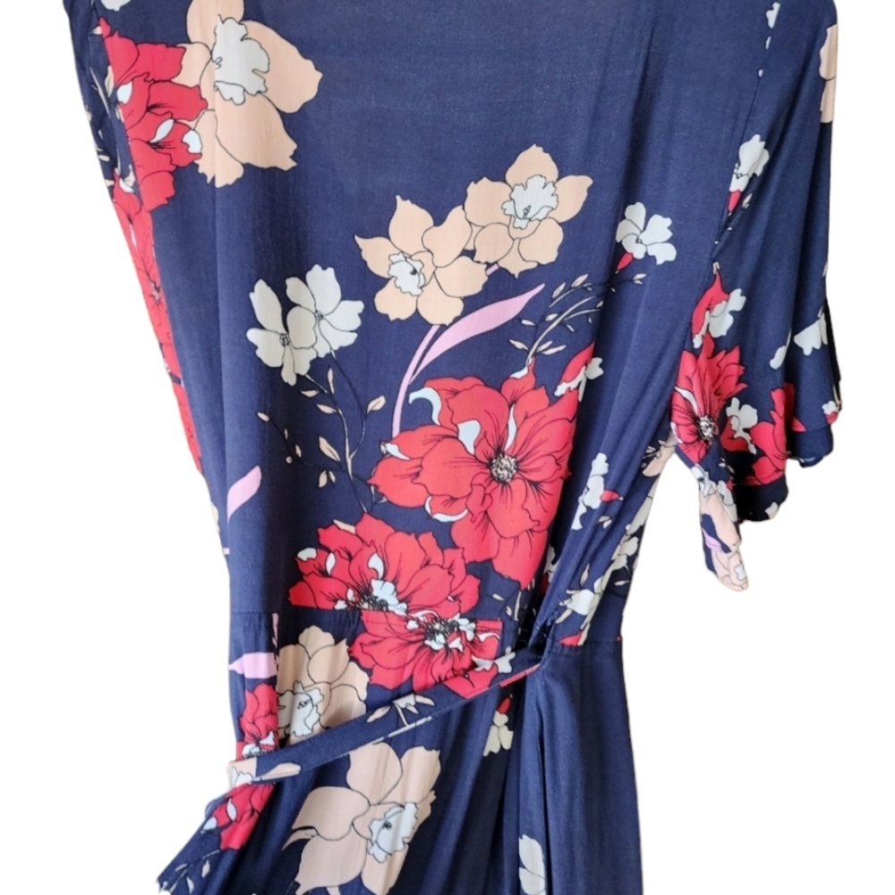 PORTMANS long dress Size 10 navy blue midi 100% viscose - Picture 7 of 12
